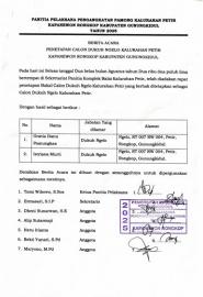 BERITA ACARA PENETAPAN CALON DUKUH NGELO YANG BERHAK MENGIKUTI UJIAN PENYARINGAN
